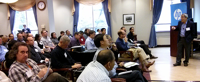 Attendees listen to Professor Alberto Leon-Garcia at the U of T Networking Symposium, sponsored by HP.