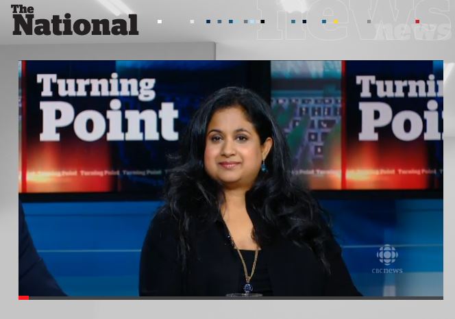 Prof. Deepa Kundur appears on CBC's Turning Point panel, Wednesday, Oct. 8, 2013.