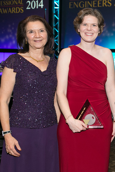 Dean Cristina Amon of the Faculty of Applied Science & Engineering and Professor Natalie Enright Jerger at the 2014 Professional Engineers Ontario awards.