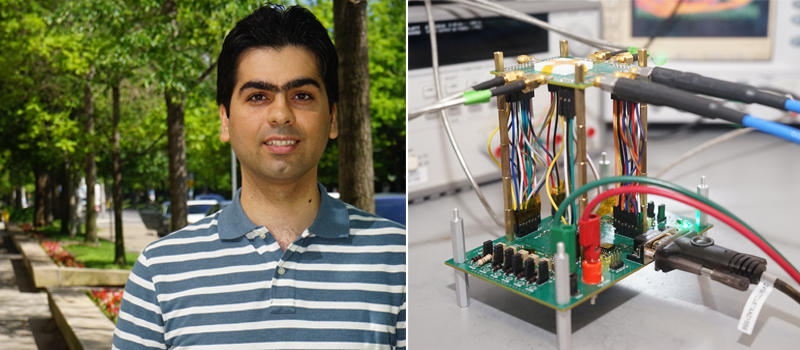 ECE PhD candidate Behzad Dehlagi has designed chips to launch signals at extremely high speeds, and a miniature silicon layer called an interposer to connect two chips together.