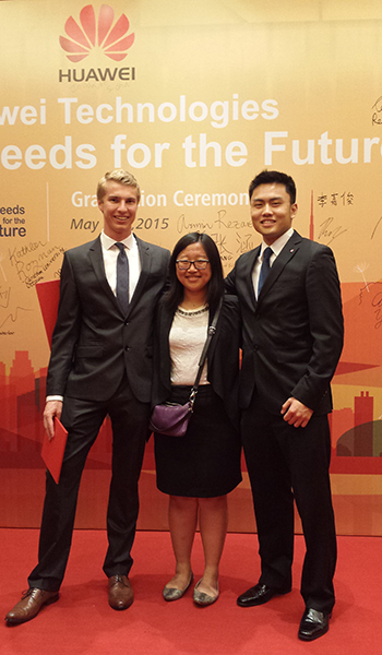 Eric Flim, Alice Ye and Raymond Ly are three U of T Engineering students who were selected for Seeds for the Future, a technology and cultural exchange program offered by Chinese telecom company Huawei. (Photo: Huawei)