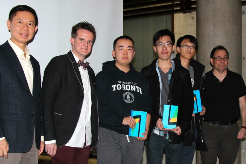 From left: Professor Baochun Li, Professor Jason Anderson, Edward Liu, Ivan Co, Steven Shizhang Yin, and Professor Jonathan Rose.