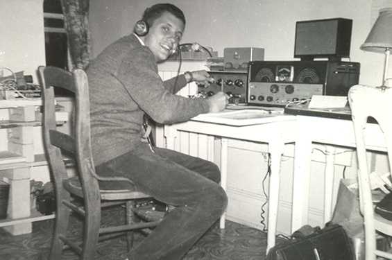 Then-electrical engineering student, Dr. Donald Studney (ElecE 6T3, ECE/IBBME MASc 6T7, MD 7T0), sits at his first amateur radio station in 1961. 