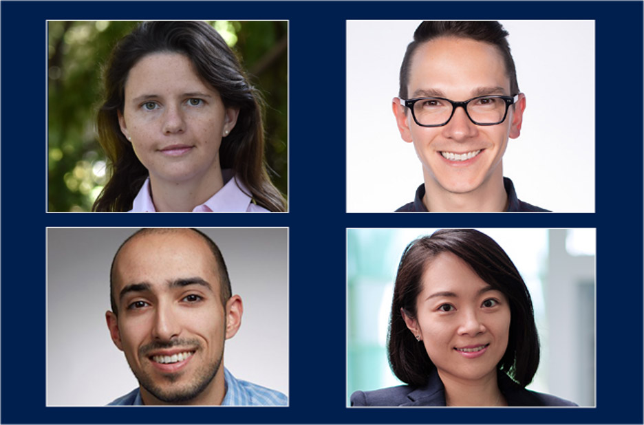 Four new faculty members joined The Edward S. Rogers Sr. Department of Electrical & Computer Engineering (ECE) department this summer. Introducing (from top-left, clockwise) Professors Margaret Chapman, Mark Jeffrey, Shurui Zhou and John Simpson-Porco.