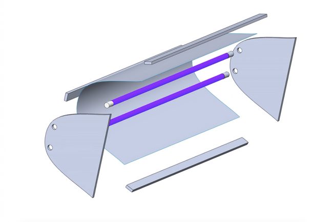 This prototype UV lamp, designed by a team including undergraduate student Bipasha Goyal (Year 3 EngSci), is part of a smart robotic assembly that is designed to sterilize surfaces in hospitals, schools and even residential buildings. (Image: Junho (Dave) Jeong)