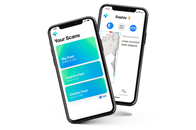 Using iPhone’s 3D camera, Xesto’s app can accurately measure your foot to within 1.5 mm. (Photo courtesy Xesto)