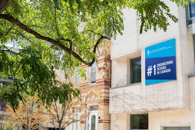 Campus building with banner that reads #1 Engineering School in Canada