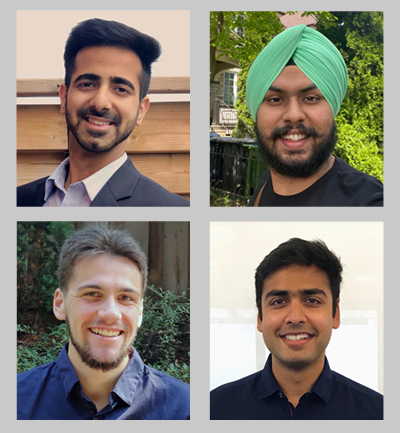 The Engage AI team (top, l-r): Manik Chaudhery, Janpreet Singh Chandhok, Jeremy Stairs and Raman Mangla. (Courtesy: Engage AI members)