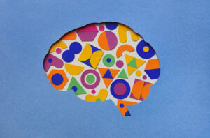 Paper brain with geometric shapes inside