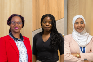 From left to right: Anuli Ndubuisi (OISE PhD candidate), Bettina Oghinan (Year 3 MechE) and Mai Ali (ECE PhD candidate) (Photos: Safa Jinje)